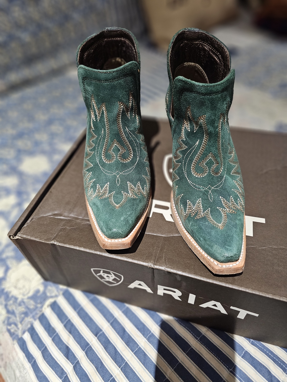 Ariat Women’s Green Suede Western Ankle Booties